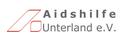 Das Bild zeigt das Logo der Aidshilfe Unterland e.V. mit rotem Symbol und Schriftzug