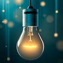 Glühbirne mit hängenden Lampen im Hintergrund