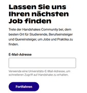Eintragen der E-Mailadresse bei der Registrierung bei Handshake