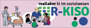 Banner mit gezeichnetem Bild von sozialen Situationen und dem Projektlogo von R-KISO: Reallabor KI im Sozialwesen