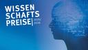 Grafik vonmenschlichem Kopf mit wissenschaftlichen Formeln vor blauem Hintergrund. Schriftzug Wissenschaftspreise 2025/26 an linker Seite.
