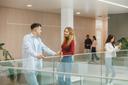 Students in building common atrium
