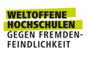 Logo mit dem Schriftzug "Weltoffene Hochschulen gegen Fremdenfeindlichkeit"