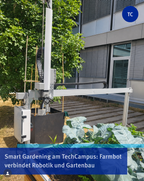 Farmbot der ein Gemüsebeet pflegt