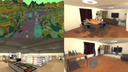 Different Images of a VR Simulation (Forest, Supermarket, Apartment)