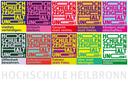 Bunte Kacheln mit Schriftzug "Hochschulen zeigen Haltung" und darunter "Hochschule Heilbronn"