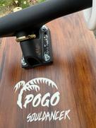 A picture of a longboard which was designed by HHN in collaboration the brand Pogo Boards